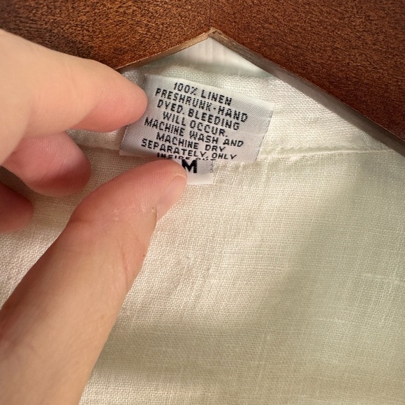 CP Shades 100% Linen Preshrunk Collared Button Down Blouse Womens Medium White - Picture 4 of 7